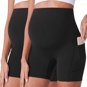 POSHDIVAH Maternity Shorts for Women Over Belly Bike Pregnancy Short 5"